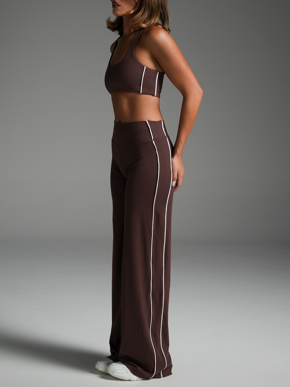 FLX Piping Racer Back Bra Oak/White