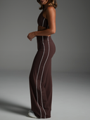 FLX Piping Wide Leg Bottoms Oak/White