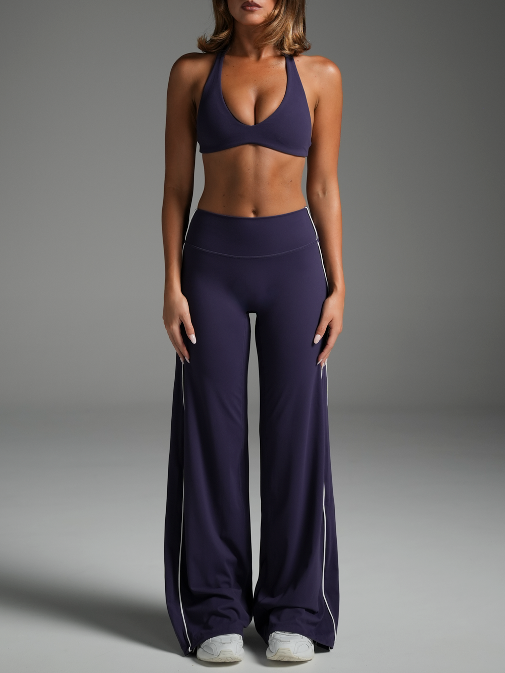 FLX Piping Wide Leg Bottoms Cobalt/White