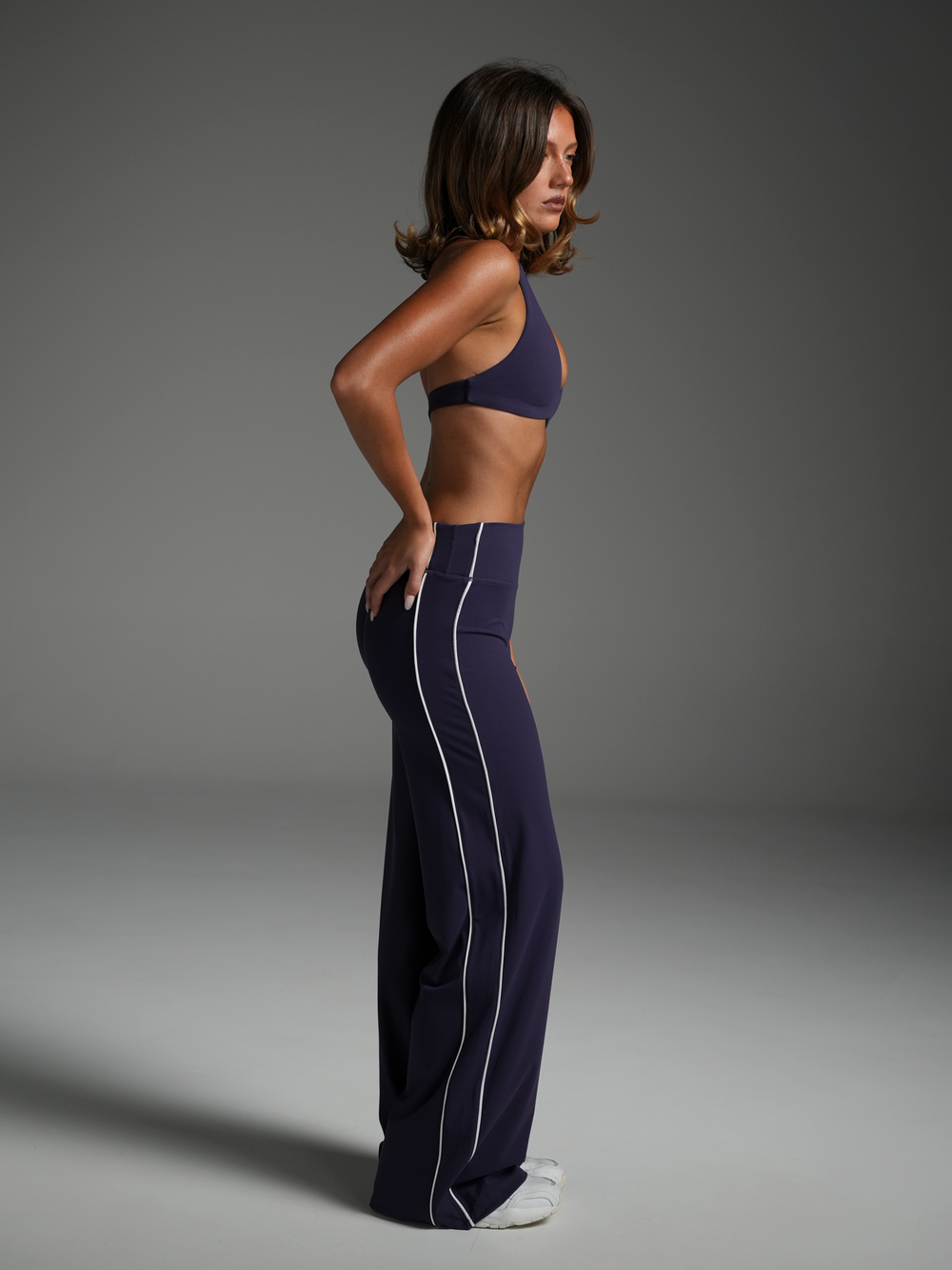 FLX Piping Wide Leg Bottoms Cobalt/White