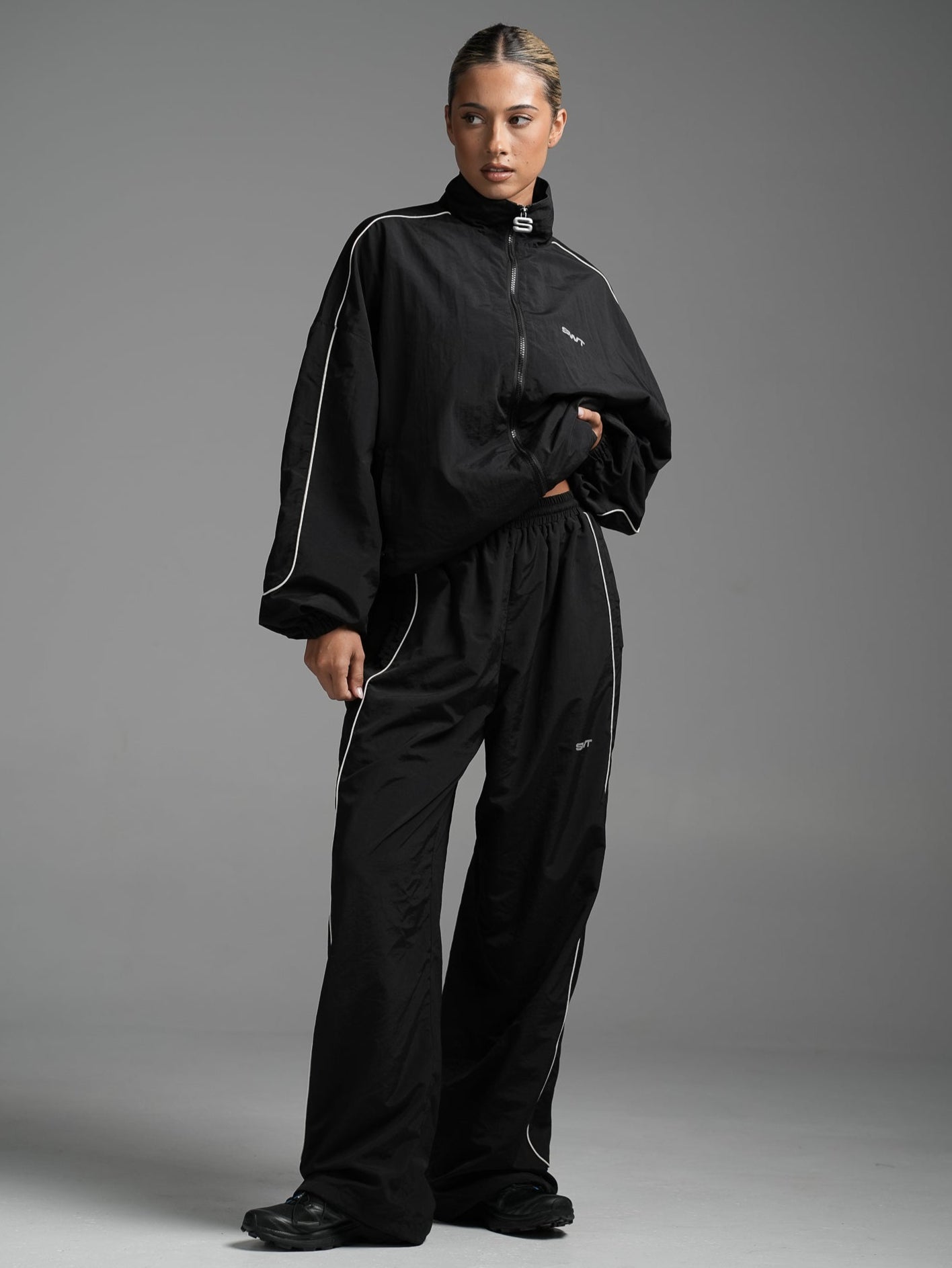 Black Oversized Track Pants | SWT Active