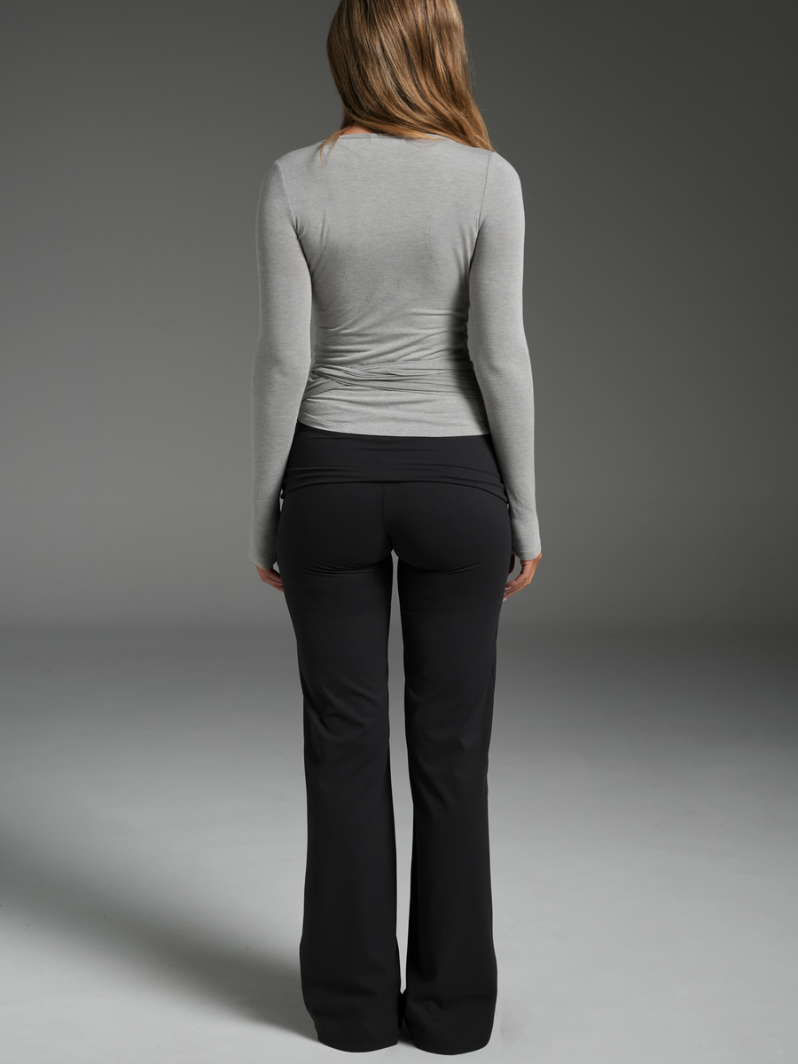 FLX Foldover Straight Leg Bottoms Black