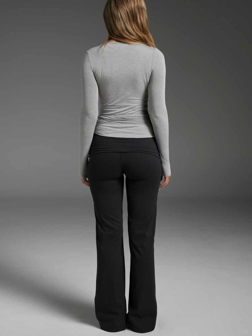 Longline Wrap Top Grey Marle