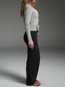 Longline Wrap Top Grey Marle