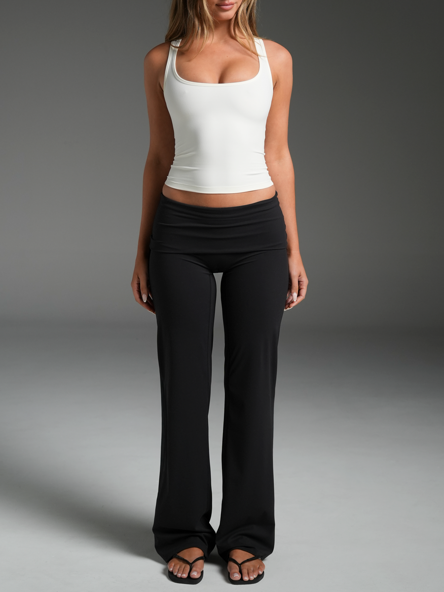 FLX Foldover Straight Leg Bottoms Black