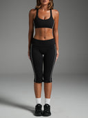 FLX Piping Foldover Capris Black/White