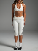 FLX Piping Foldover Capris White/White