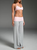 Foldover Wide Leg Bottoms Grey Marle/Ribbon