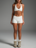 FLX Piping Micro Shorts Ivory/Red