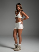 FLX Piping Micro Shorts Ivory/Red