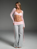 Foldover Wide Leg Bottoms Grey Marle/Ribbon