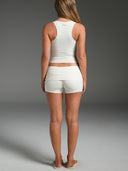 Foldover Micro Shorts Ivory