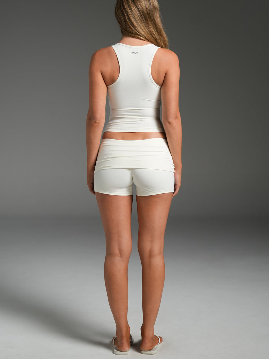 Foldover Micro Shorts Ivory