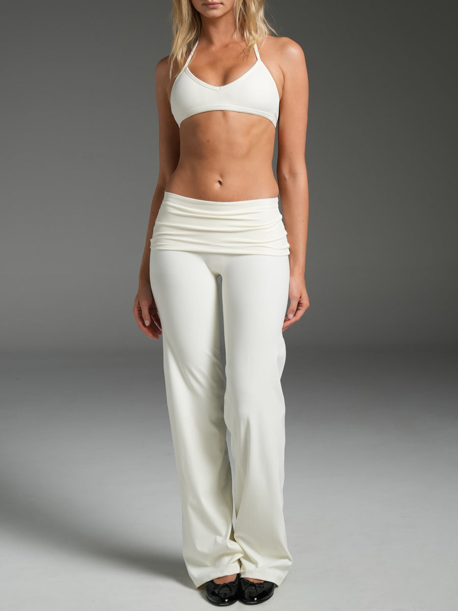 FLX Foldover Straight Leg Bottoms Ivory