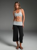 Foldover Wide Leg Capris Black/Grey