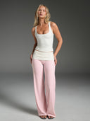 FLX Foldover Wide Leg Bottoms Ribbon/Ivory