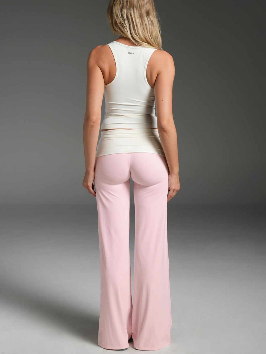 FLX Foldover Wide Leg Bottoms Ribbon/Ivory