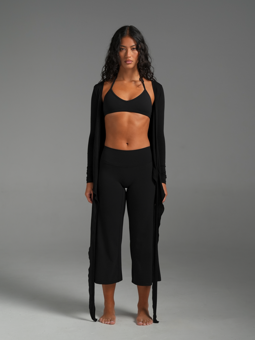 Longline Wrap Top Black 