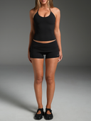 Foldover Micro Shorts Black