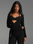Longline Wrap Top Black 