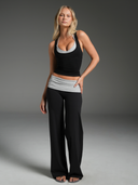 FLX Foldover Wide Leg Bottoms Black/Grey