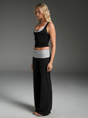 FLX Foldover Wide Leg Bottoms Black/Grey
