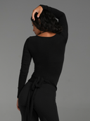 Longline Wrap Top Black