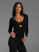 Longline Wrap Top Black