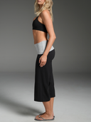 Foldover Wide Leg Capris Black/Grey