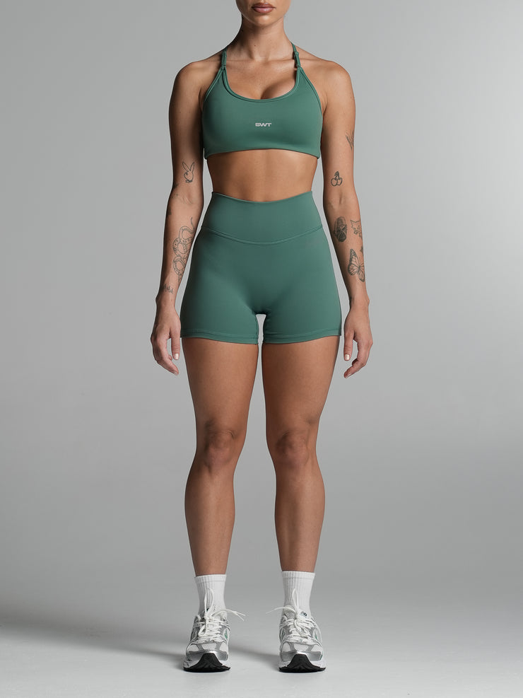 Base 4" Scrunch Shorts Deep Jade