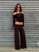 FLX Foldover Wide Leg Bottoms Black