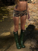 Stripe Foldover Hot Shorts Camo/Vanilla