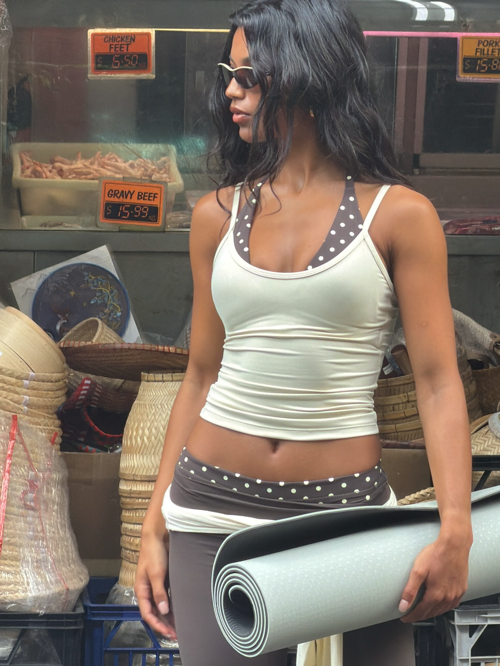 FLX Dotty Layered Halter Tank Off White/ Bittersweet