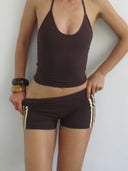 Stripe Foldover Hot Shorts Chocolate/Vanilla