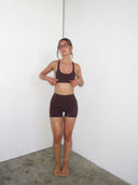 FLX Invisible Scrunch Shorts 4" Chocolate