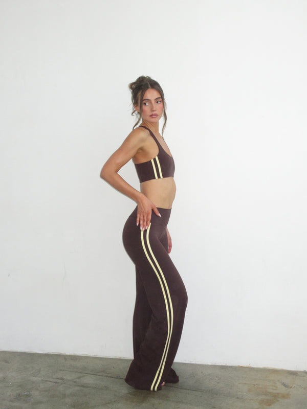 FLX Stripe Wide Leg Bottoms Chocolate/Vanilla