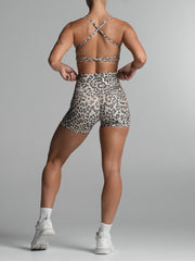 Base 4" Scrunch Shorts Leopard Luxe