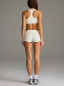 Stripe Foldover Hot Shorts Ivory/Bittersweet