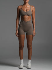 Base Ruche Scrunch Shorts Mocha