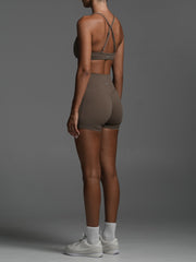 Base Ruche Scrunch Shorts Mocha