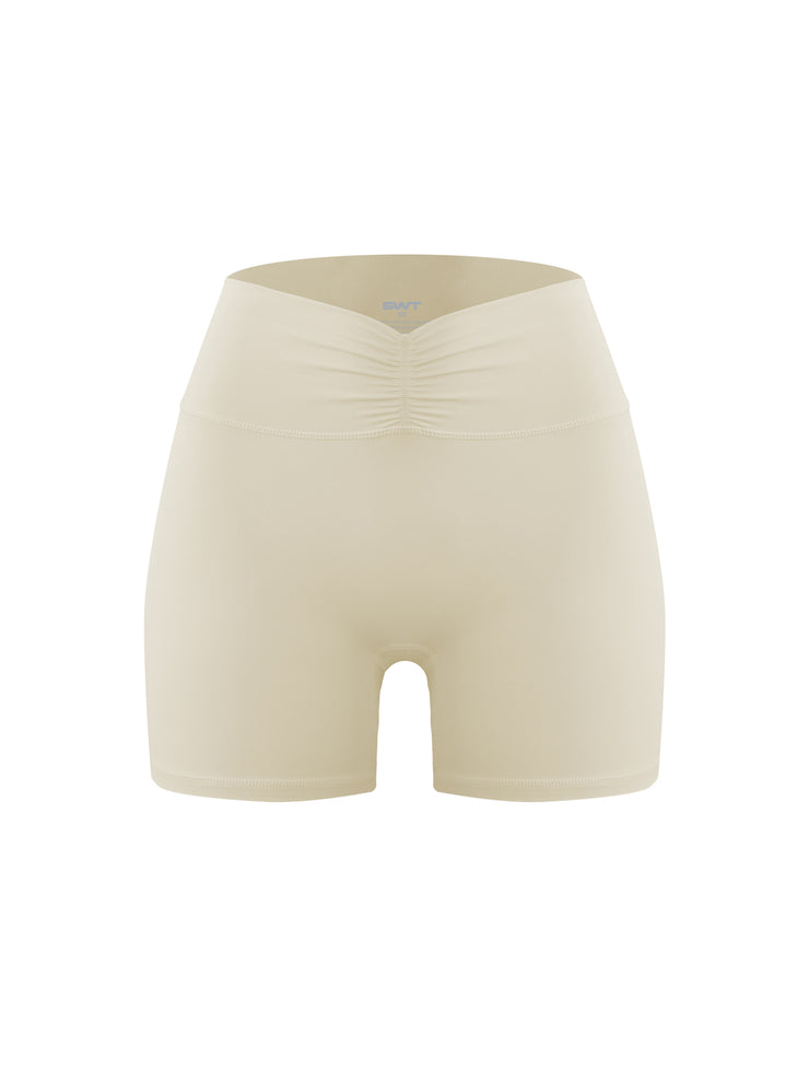 Base Ruche Scrunch Shorts Almond