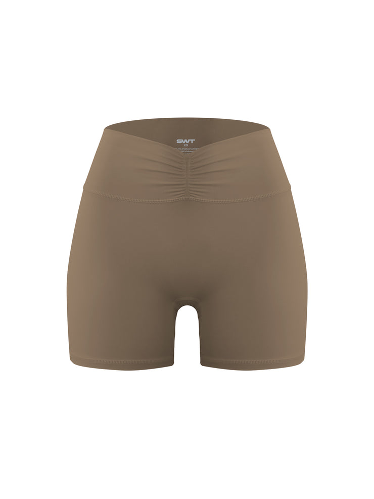 Base Ruche Scrunch Shorts Mocha