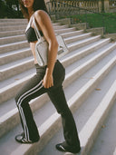 Foldover Stripe Pants Black