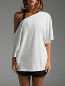 Off-Shoulder Slub Tee White