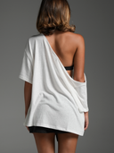 Off-Shoulder Slub Tee White