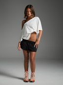 Off-Shoulder Slub Tee White